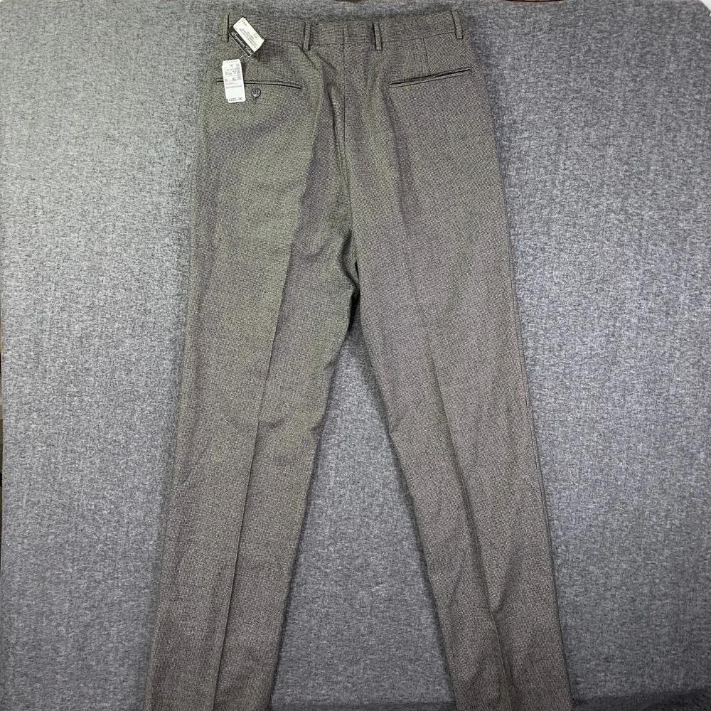 Jos A Bank Wool Dress Pants Men 34R Pleated Houndstooth Signature NEW